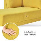 65 Linen Fabric Corner Sofa, Upholstered Indoor Chaise Lounge, Sleeper Sofa, Solid Wood Sofa Bed for Bedroom Living Room