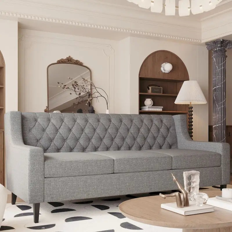 Divani in schiuma Mid-Century Modern con schienale trapuntato a bottoni