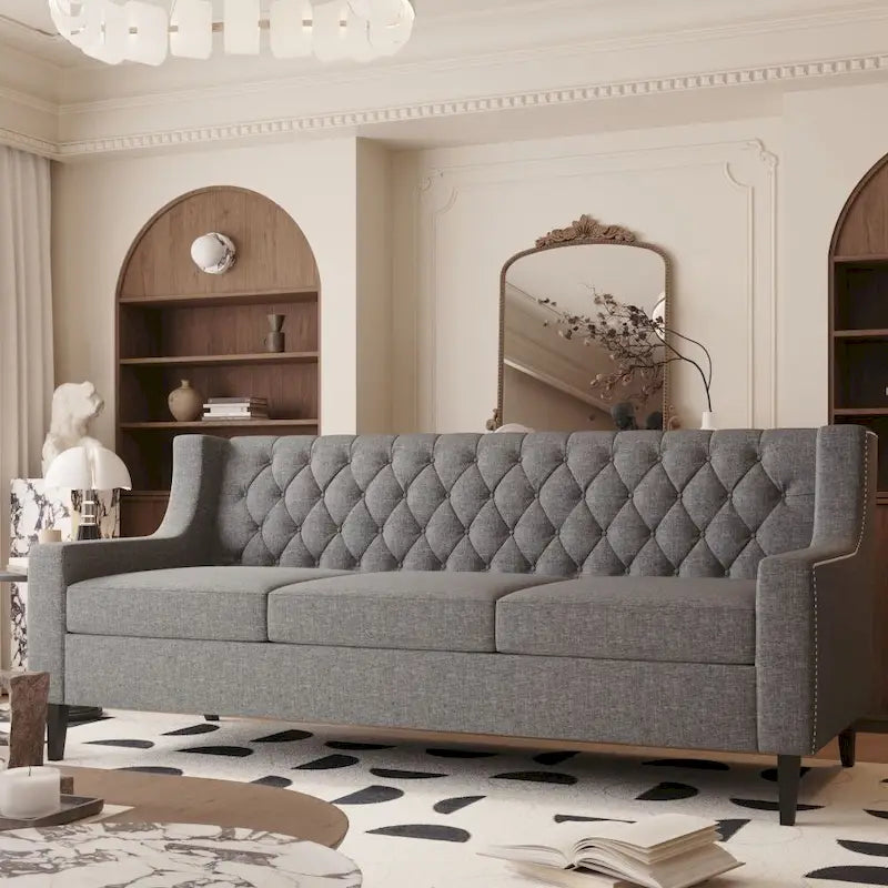 Divani in schiuma Mid-Century Modern con schienale trapuntato a bottoni