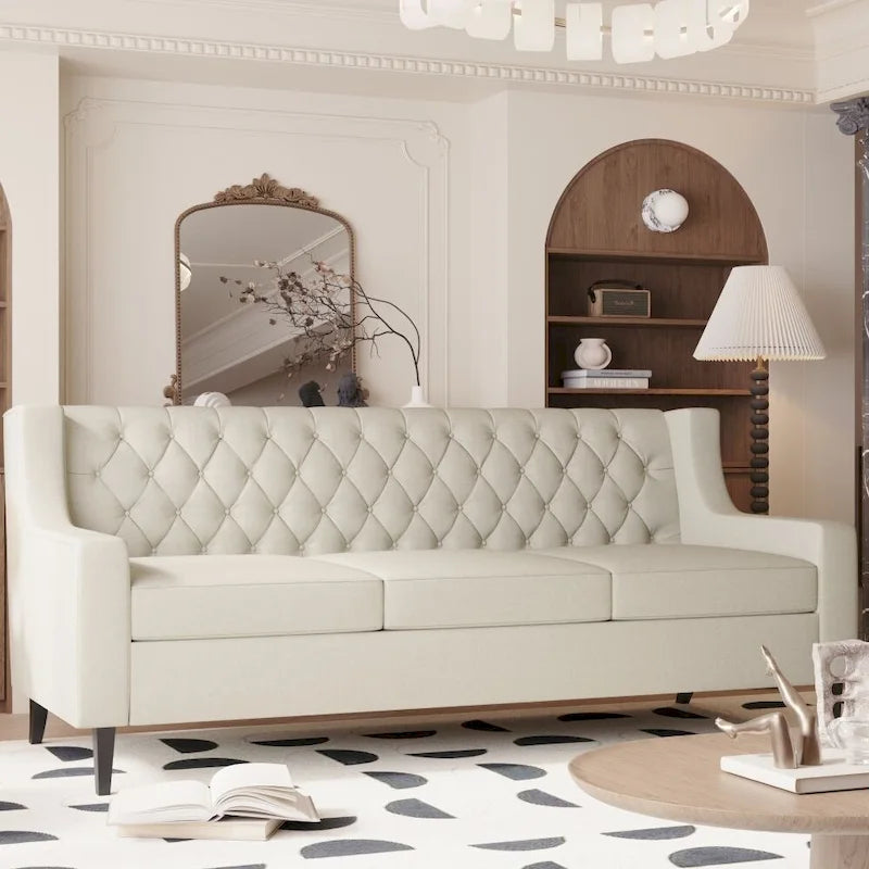 Divani in schiuma Mid-Century Modern con schienale trapuntato a bottoni