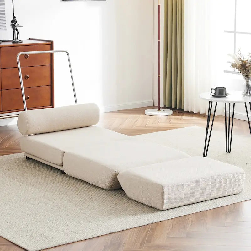 Poltrona Letto Pieghevole Singola con Cuscino, Divano Letto Portatile, Poltrona, Realizzata in Lino Traspirante e Resistente