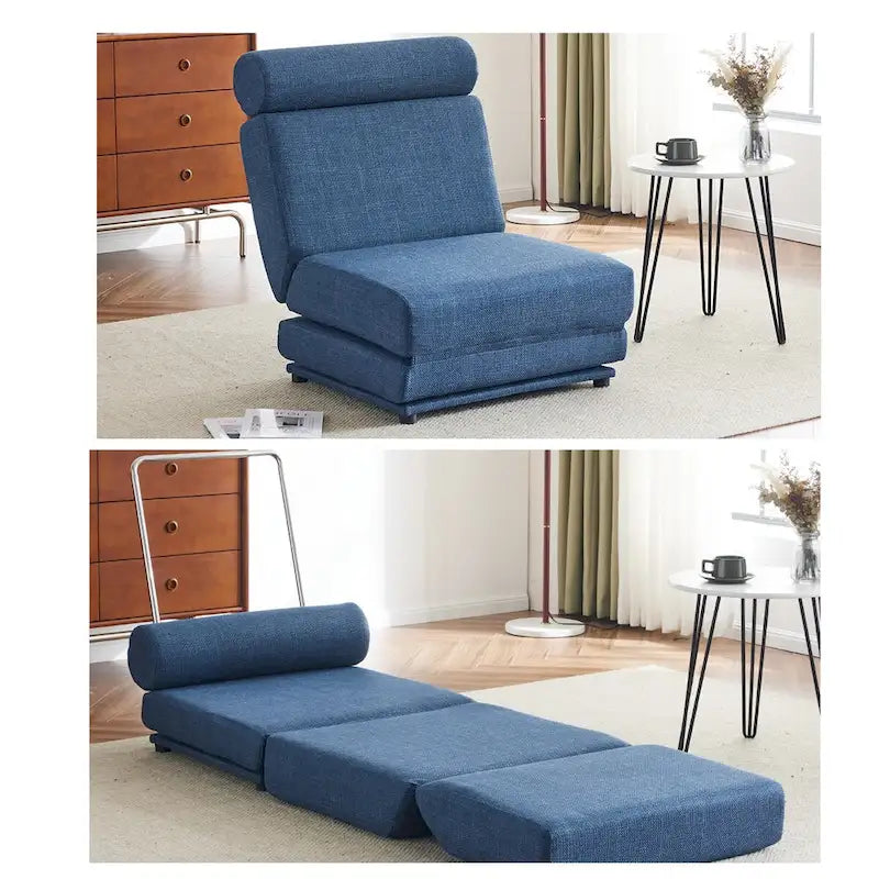 Poltrona Letto Pieghevole Singola con Cuscino, Divano Letto Portatile, Poltrona, Realizzata in Lino Traspirante e Resistente