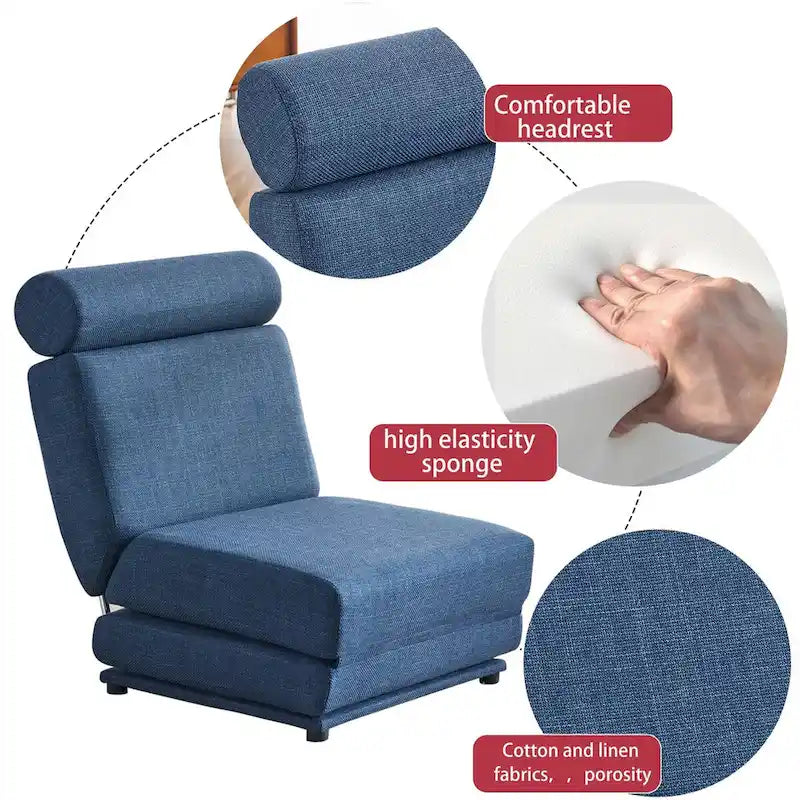 Poltrona Letto Pieghevole Singola con Cuscino, Divano Letto Portatile, Poltrona, Realizzata in Lino Traspirante e Resistente