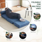 Poltrona Letto Pieghevole Singola con Cuscino, Divano Letto Portatile, Poltrona, Realizzata in Lino Traspirante e Resistente