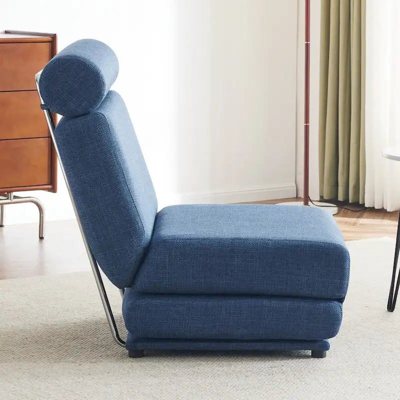 Poltrona Letto Pieghevole Singola con Cuscino, Divano Letto Portatile, Poltrona, Realizzata in Lino Traspirante e Resistente
