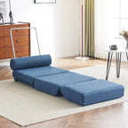 Poltrona Letto Pieghevole Singola con Cuscino, Divano Letto Portatile, Poltrona, Realizzata in Lino Traspirante e Resistente