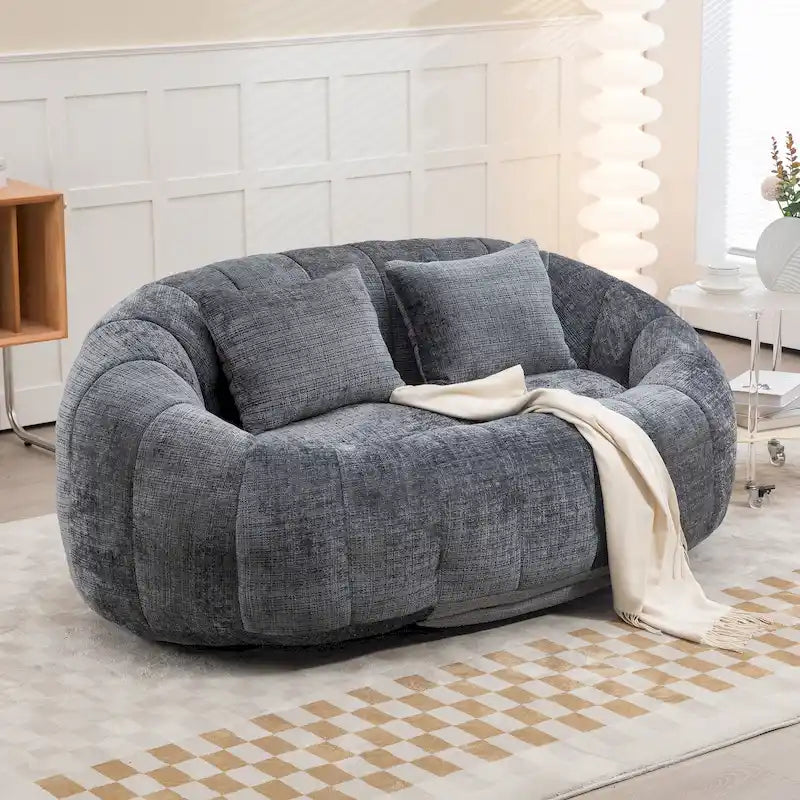 Divanetto a sacco HOMEFUN in ciniglia, imbottito, resistente, comodo, con schienale alto