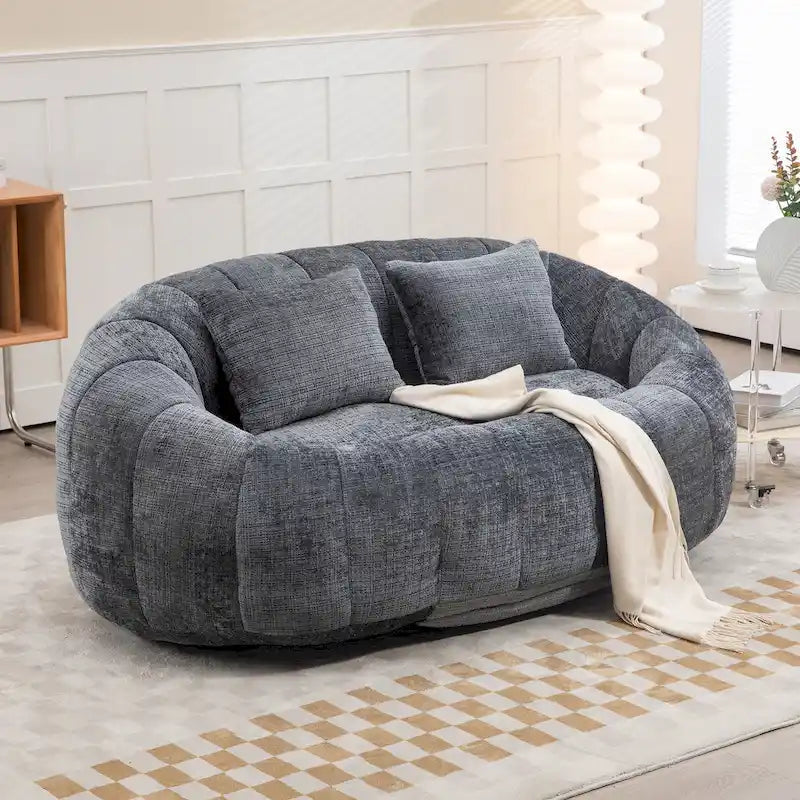 Divanetto a sacco HOMEFUN in ciniglia, imbottito, resistente, comodo, con schienale alto