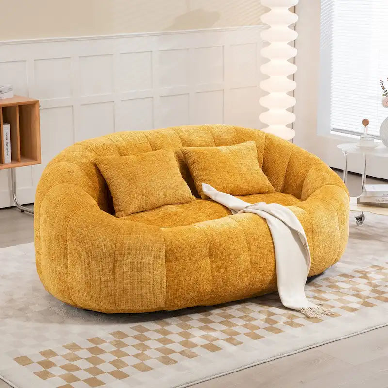 Divanetto a sacco HOMEFUN in ciniglia, imbottito, resistente, comodo, con schienale alto