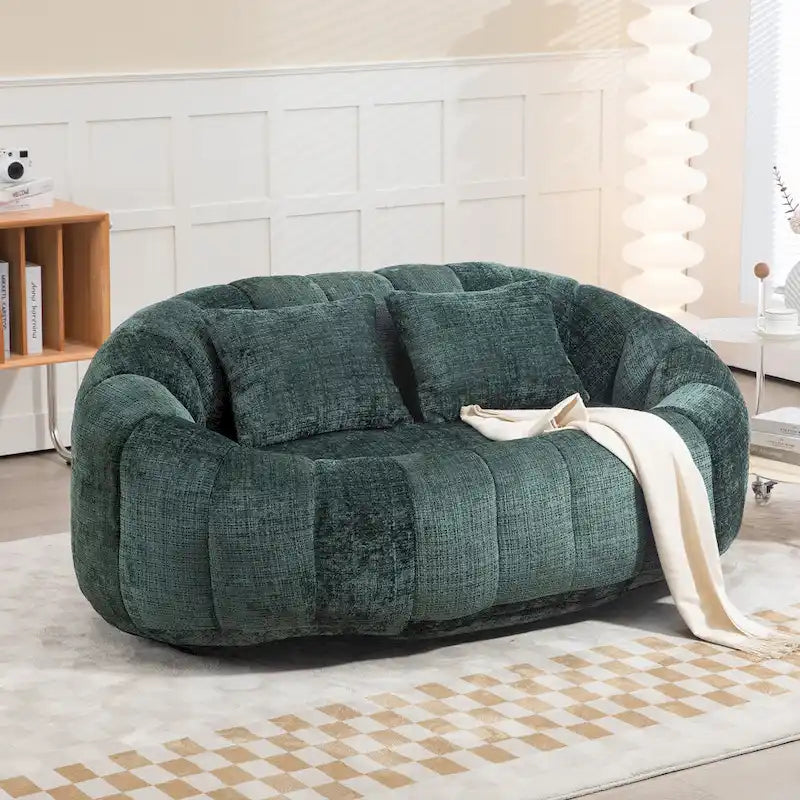 Divanetto a sacco HOMEFUN in ciniglia, imbottito, resistente, comodo, con schienale alto