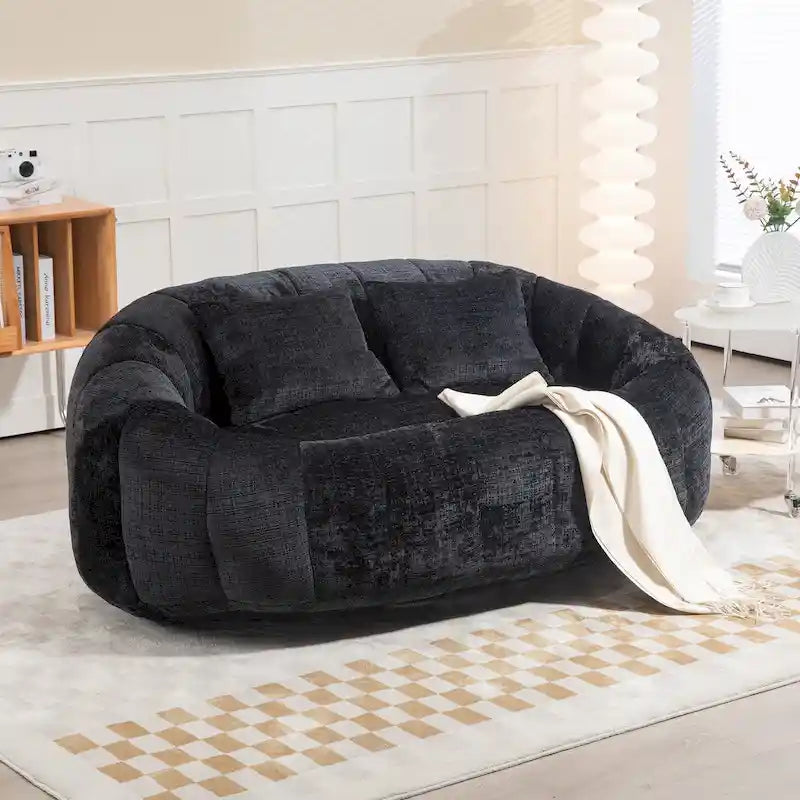 Divanetto a sacco HOMEFUN in ciniglia, imbottito, resistente, comodo, con schienale alto