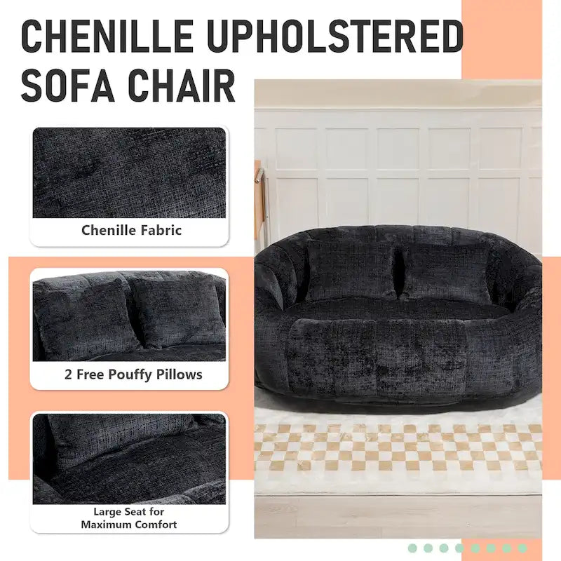 Divanetto a sacco HOMEFUN in ciniglia, imbottito, resistente, comodo, con schienale alto