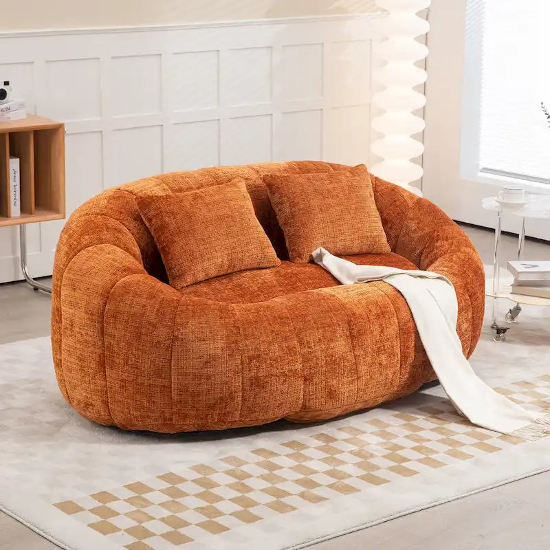 Divanetto a sacco HOMEFUN in ciniglia, imbottito, resistente, comodo, con schienale alto