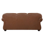 Boro 85 Inch Sofa, Rich Brown Top Grain and Faux Leather, Solid Wood