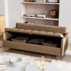 GIMMYFIVE 3-Seater Leather Sofa with Cushion, Couch for Living Room