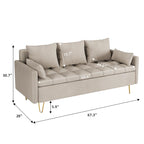 GIMMYFIVE 3-Seater Leather Sofa with Cushion, Couch for Living Room