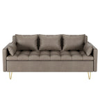 GIMMYFIVE 3-Seater Leather Sofa with Cushion, Couch for Living Room