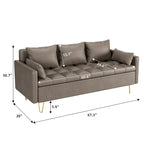 GIMMYFIVE 3-Seater Leather Sofa with Cushion, Couch for Living Room