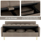GIMMYFIVE 3-Seater Leather Sofa with Cushion, Couch for Living Room