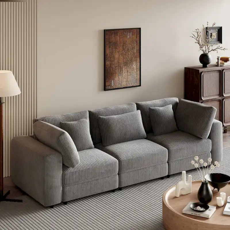 105 Sofa with Cushions and 5 Pillows