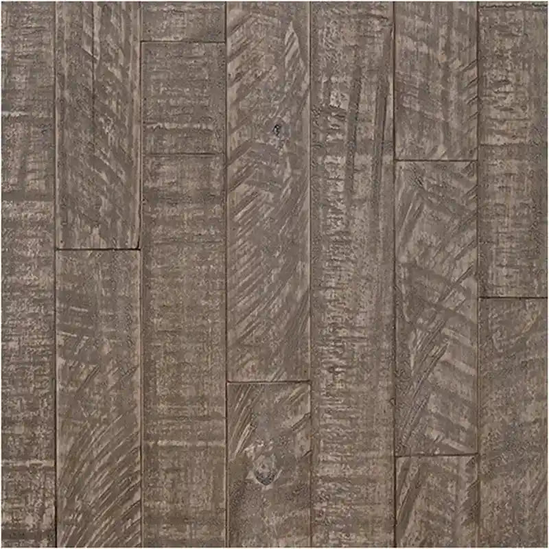 Tavolino rettangolare in legno con base a cavalletto, marrone e bianco anticato