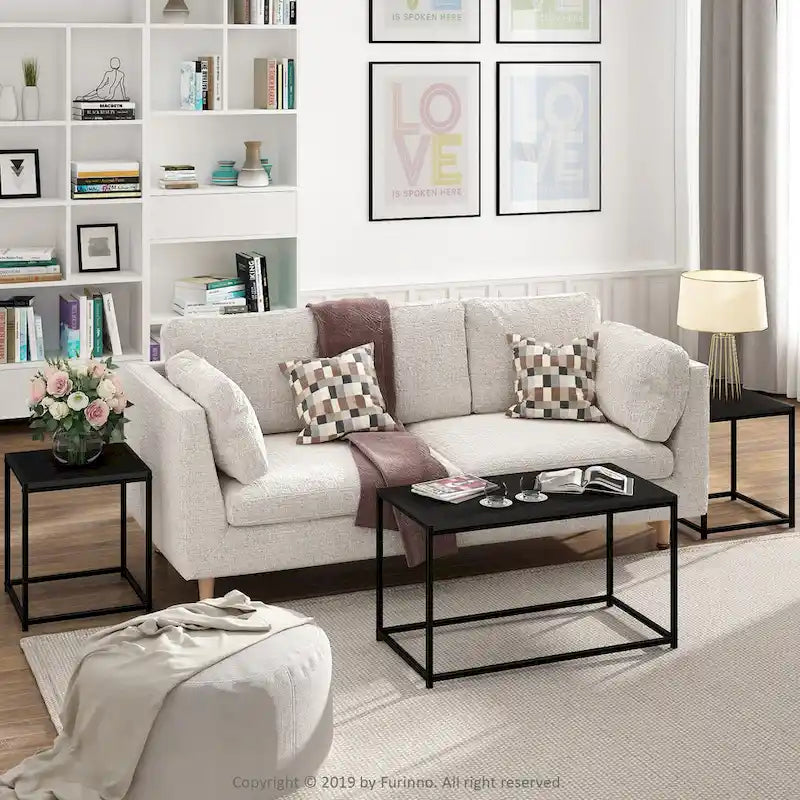 Furinno Camnus Modern Living Room Table Set with One Coffee Table and Two End Tables