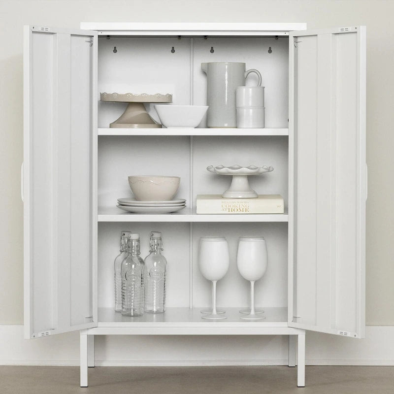 2-Door Metal Storage Cabinet with Adjustable Shelves