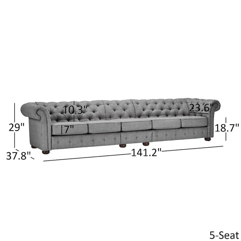 Knightsbridge Light-grey Extra Long Chesterfield Sofa by iNSPIRE Q Artisan