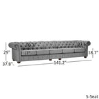 Knightsbridge Light-grey Extra Long Chesterfield Sofa by iNSPIRE Q Artisan
