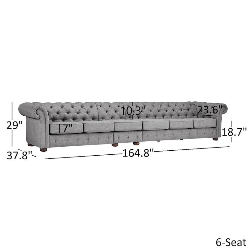Knightsbridge Light-grey Extra Long Chesterfield Sofa by iNSPIRE Q Artisan
