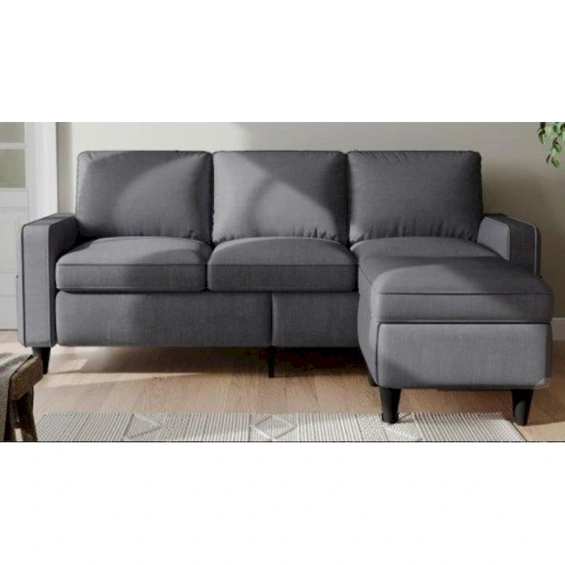 Divano a L 3 posti con contenitore nella chaise longue