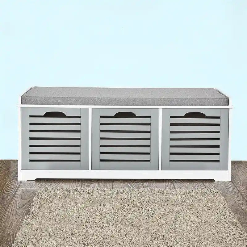 Storage Bench with 3 Drawers - 13.78D x 41.34W x 16.93H