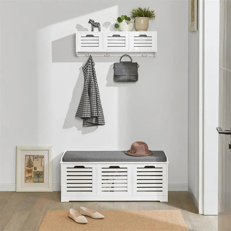 Storage Bench with 3 Drawers - 13.78D x 41.34W x 16.93H