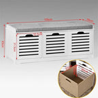 Storage Bench with 3 Drawers - 13.78D x 41.34W x 16.93H