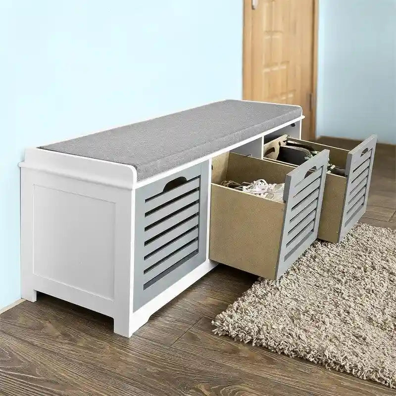 Storage Bench with 3 Drawers - 13.78D x 41.34W x 16.93H