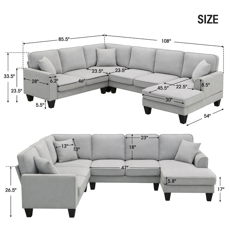 89*89 Oversized Velvet Modern Sectional Sofa,Large L Shaped Upholstered Indoor Furniture with Double Cushions,Grey