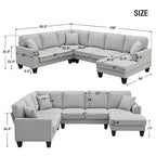 89*89 Oversized Velvet Modern Sectional Sofa,Large L Shaped Upholstered Indoor Furniture with Double Cushions,Grey