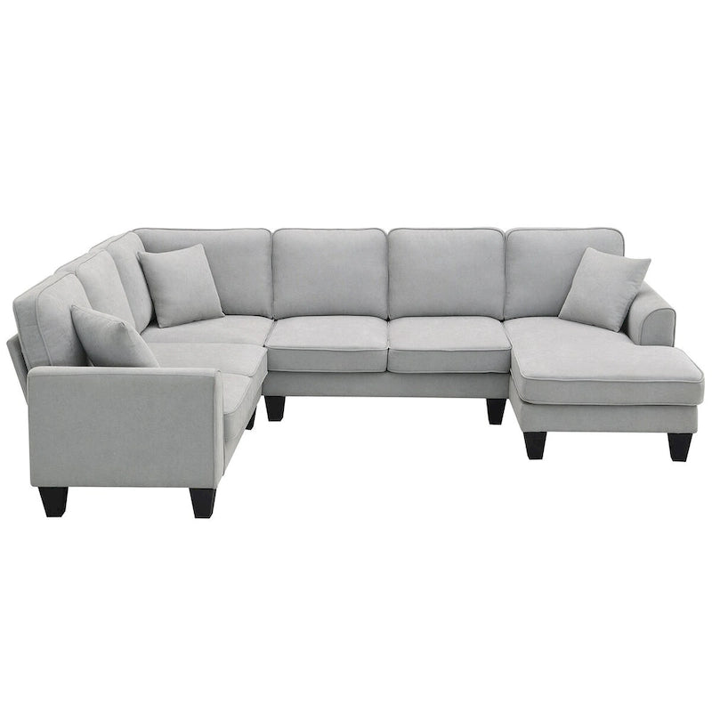 89*89 Oversized Velvet Modern Sectional Sofa,Large L Shaped Upholstered Indoor Furniture with Double Cushions,Grey
