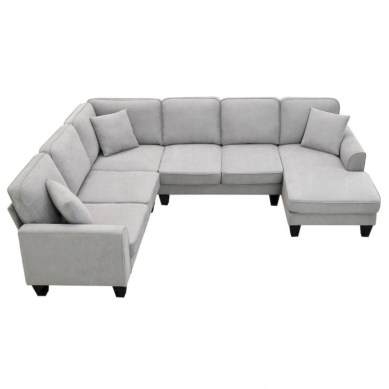 89*89 Oversized Velvet Modern Sectional Sofa,Large L Shaped Upholstered Indoor Furniture with Double Cushions,Grey