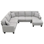 89*89 Oversized Velvet Modern Sectional Sofa,Large L Shaped Upholstered Indoor Furniture with Double Cushions,Grey