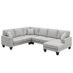89*89 Oversized Velvet Modern Sectional Sofa,Large L Shaped Upholstered Indoor Furniture with Double Cushions,Grey