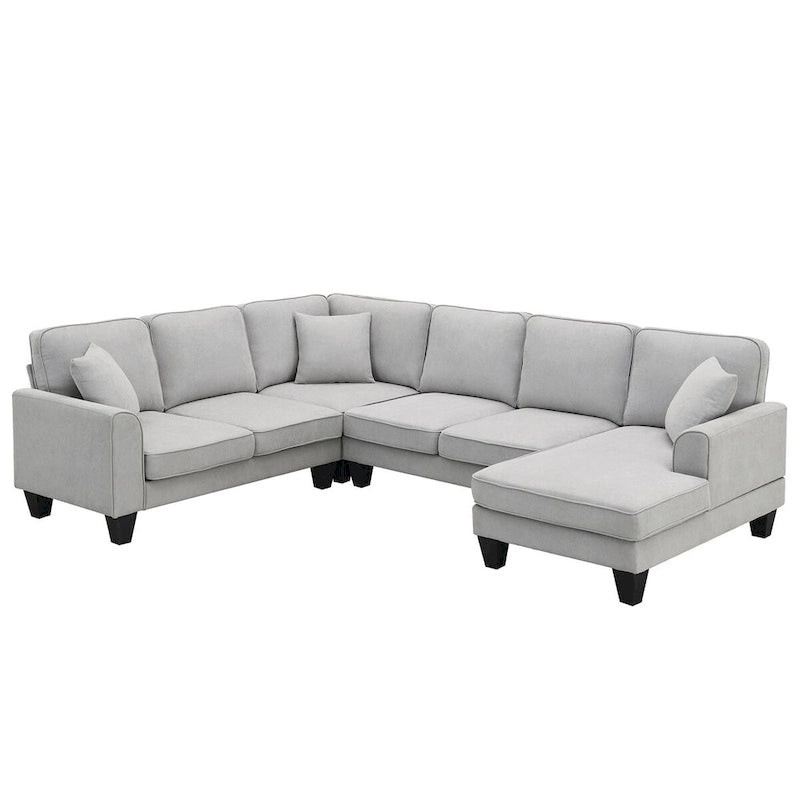 89*89 Oversized Velvet Modern Sectional Sofa,Large L Shaped Upholstered Indoor Furniture with Double Cushions,Grey