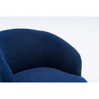 Swivel Accent Armchair Barrel Chair with Black Powder Coating, Blue