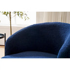 Swivel Accent Armchair Barrel Chair with Black Powder Coating, Blue