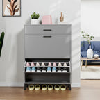 Shoe Storage Cabinet for Entryway, Free Standing Organizer with 2 Flip Drawers, Hidden Shoe Rack for Doorway Hallway Closet
