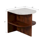 Tavolino Sagebrook Home Moderno Neutro in Legno/Marmo Marrone 20 a Mezzo Tondo - 20 x 20 x 20 - 20 x 20 x 20