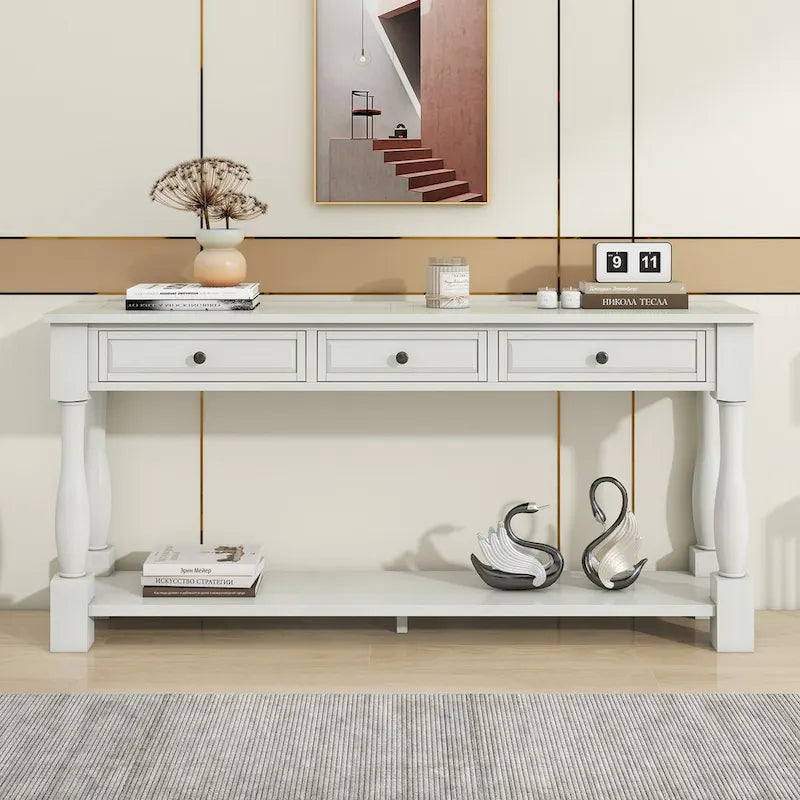 Console Table 63 Long Console Table with Drawers and Shelf for Entryway,Hallway,Living Room