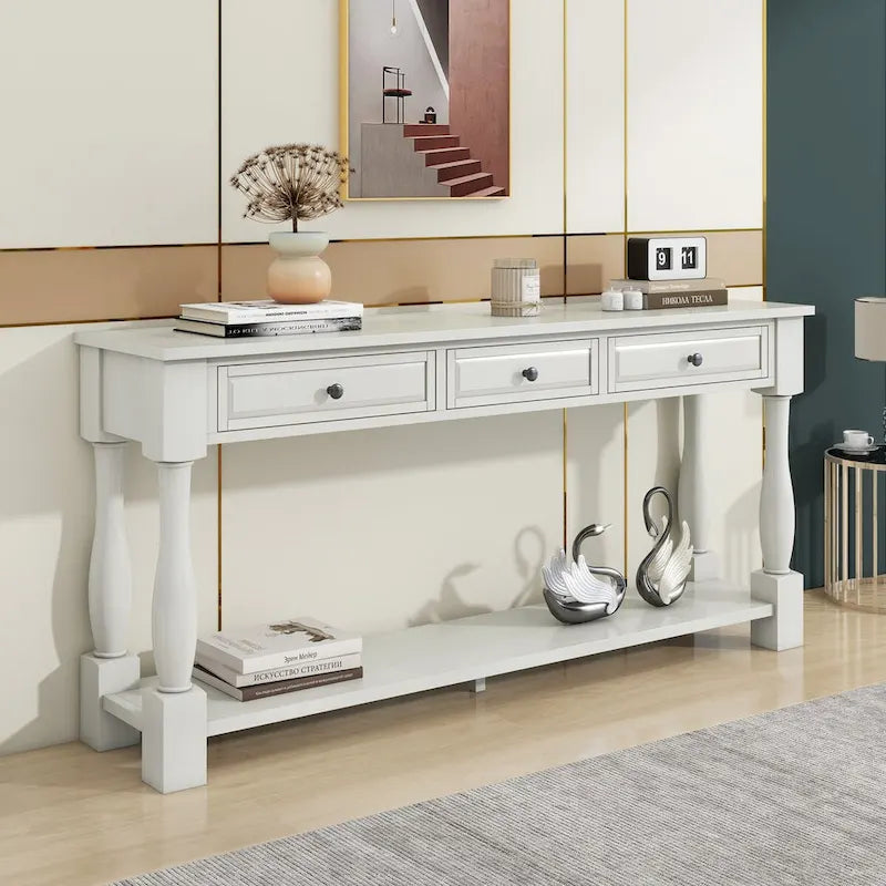 Console Table 63 Long Console Table with Drawers and Shelf for Entryway,Hallway,Living Room