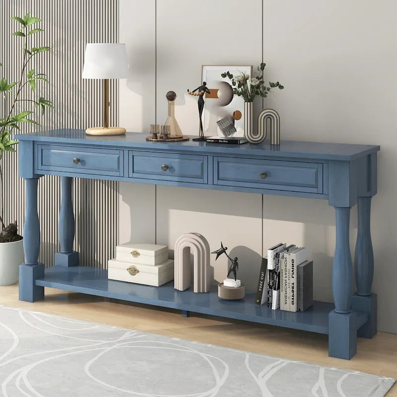 Console Table 63 Long Console Table with Drawers and Shelf for Entryway,Hallway,Living Room