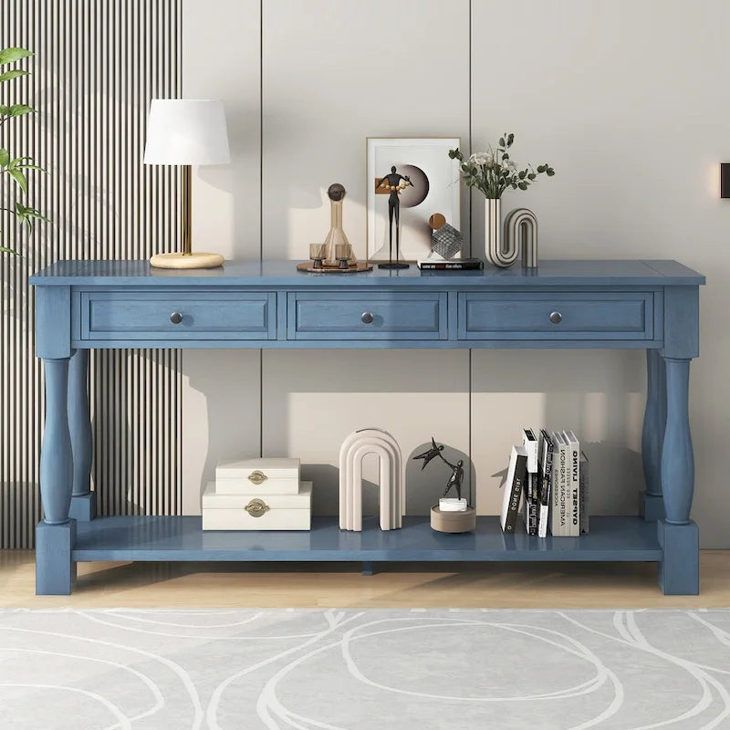 Console Table 63 Long Console Table with Drawers and Shelf for Entryway,Hallway,Living Room